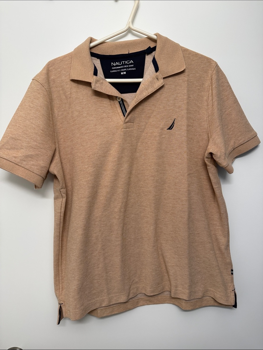 Nautica Men’s Heather Tan Polo with Navy Trim